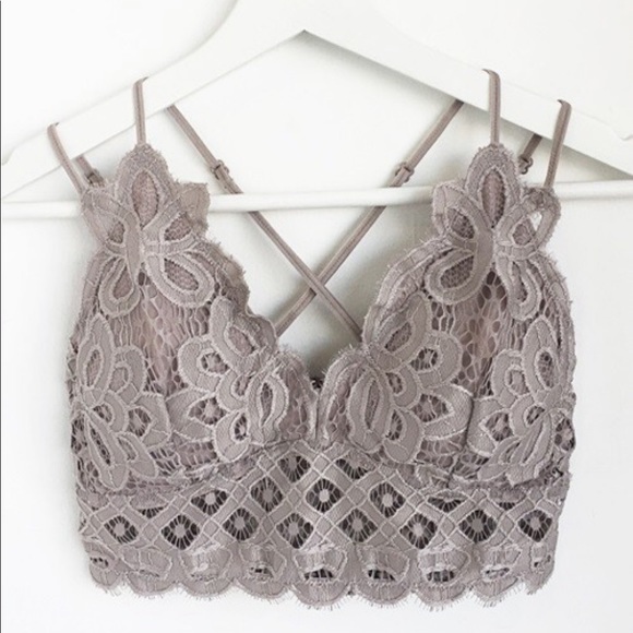 Marai Nevaeh Boutique Tops - Harbor Gray Scalloped Crochet Lace Bralette